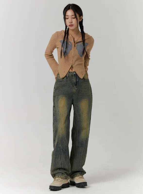 Vintage Washed Wide Leg Jeans CD311 sold by Lewkin