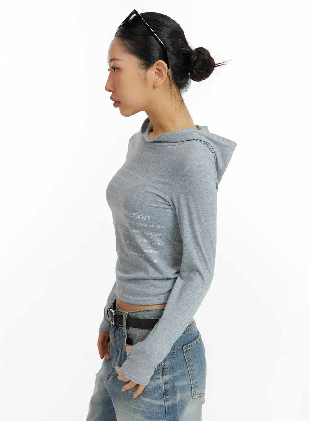 Lettering Hooded Crop Tee CF419 sold by Lewkin product image thumbnail 3