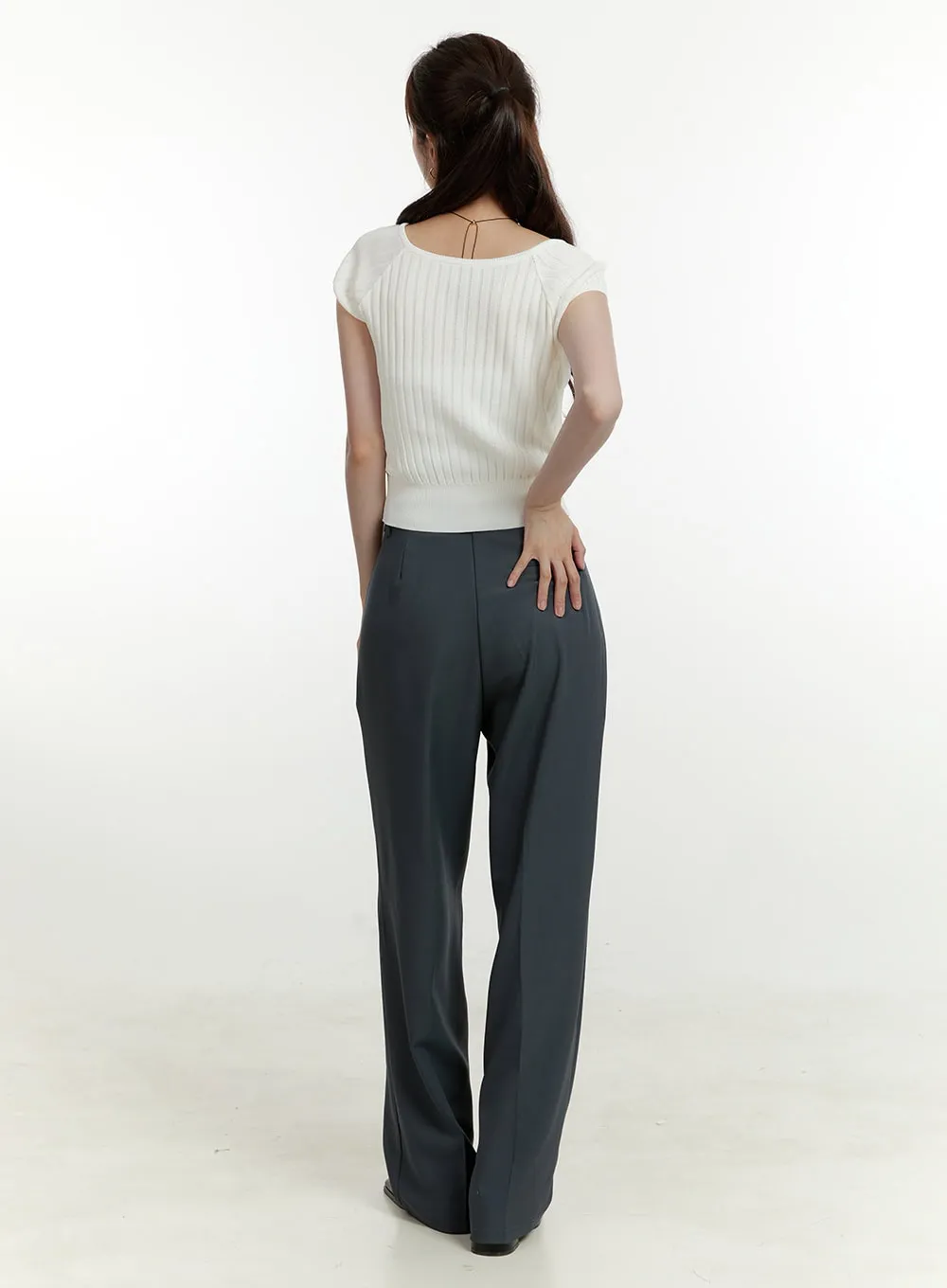 Pintuck Wide Fit Tailored Pants OU427 sold by Lewkin product image thumbnail 5