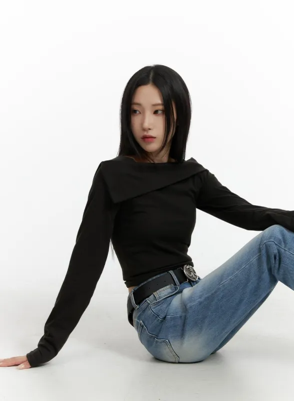 Off-Shoulder Long Sleeve Top CF415 sold by Lewkin