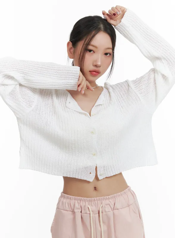 Sheer Cropped Cardigan OA419 sold by Lewkin