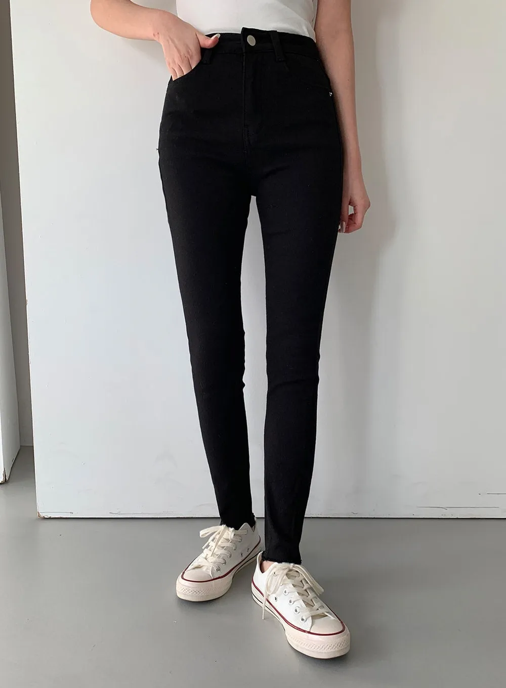 High Waist Cotton Skinny Pants J31 sold by Lewkin