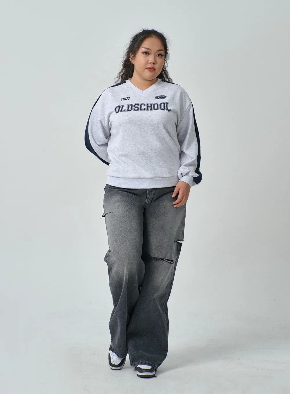 Plus Cut Out Detail Wash Black Jeans IF317 sold by Lewkin product image thumbnail 4