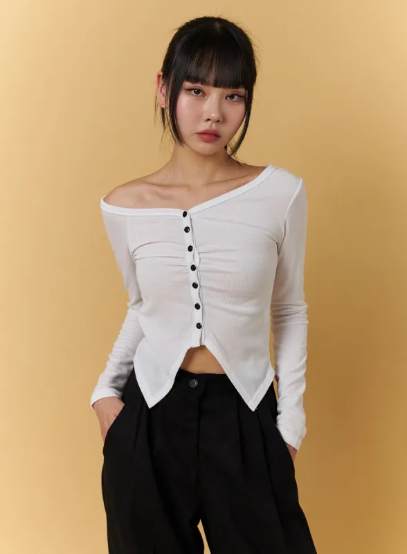 Off-Shoulder Crop Top CJ404 sold by Lewkin
