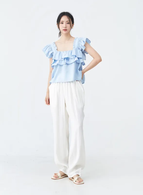 Summer Long Wide Jogger Pants OU28 sold by Lewkin