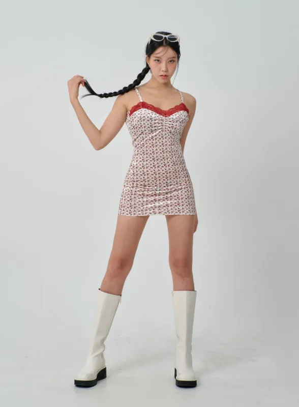 Flower Print Lingerie Style Mini Dress IJ318 sold by Lewkin