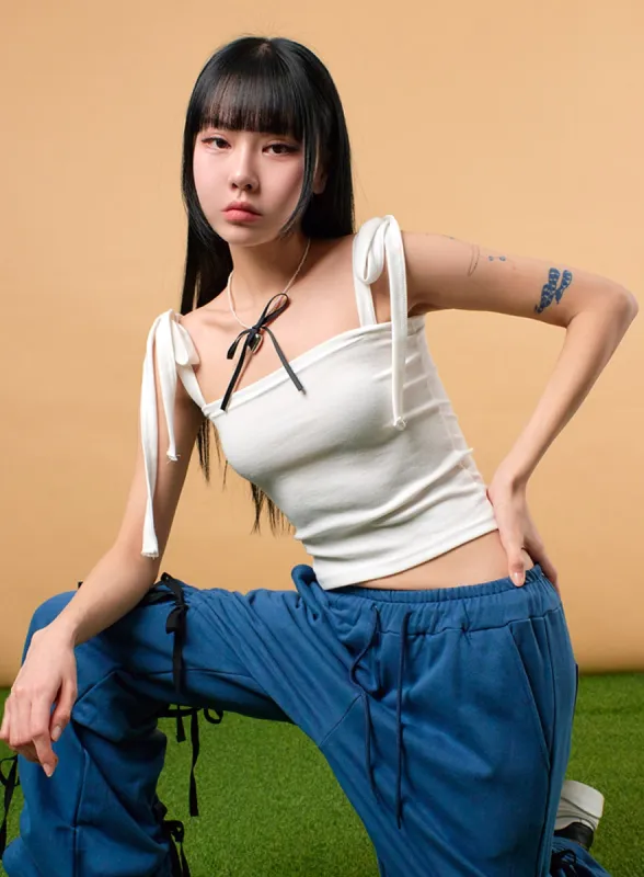 Bowknot Crop Cami Top IJ430 sold by Lewkin