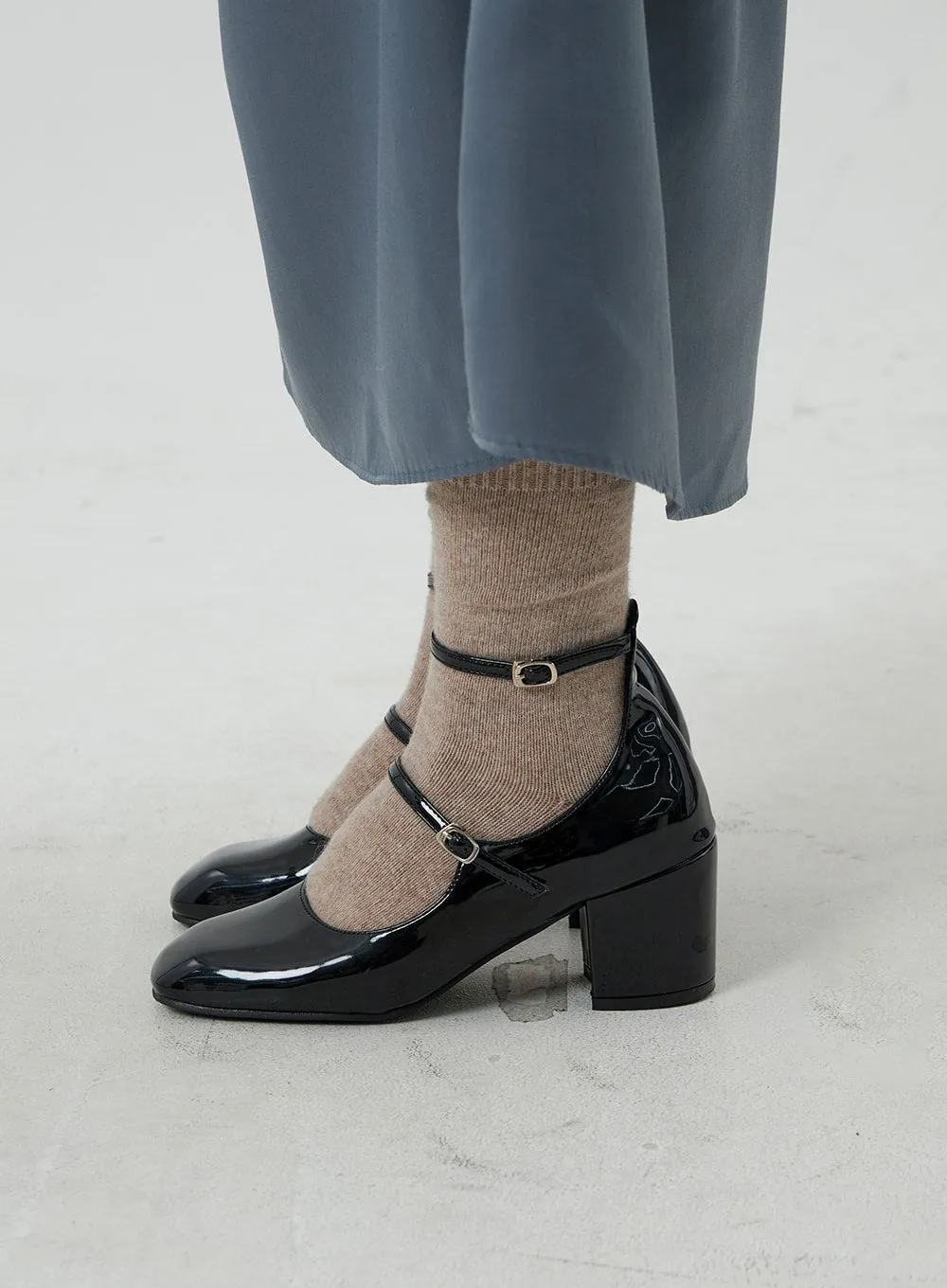 Two Strap Faux Leather Heel Shoes OD09 sold by Lewkin product image thumbnail 3