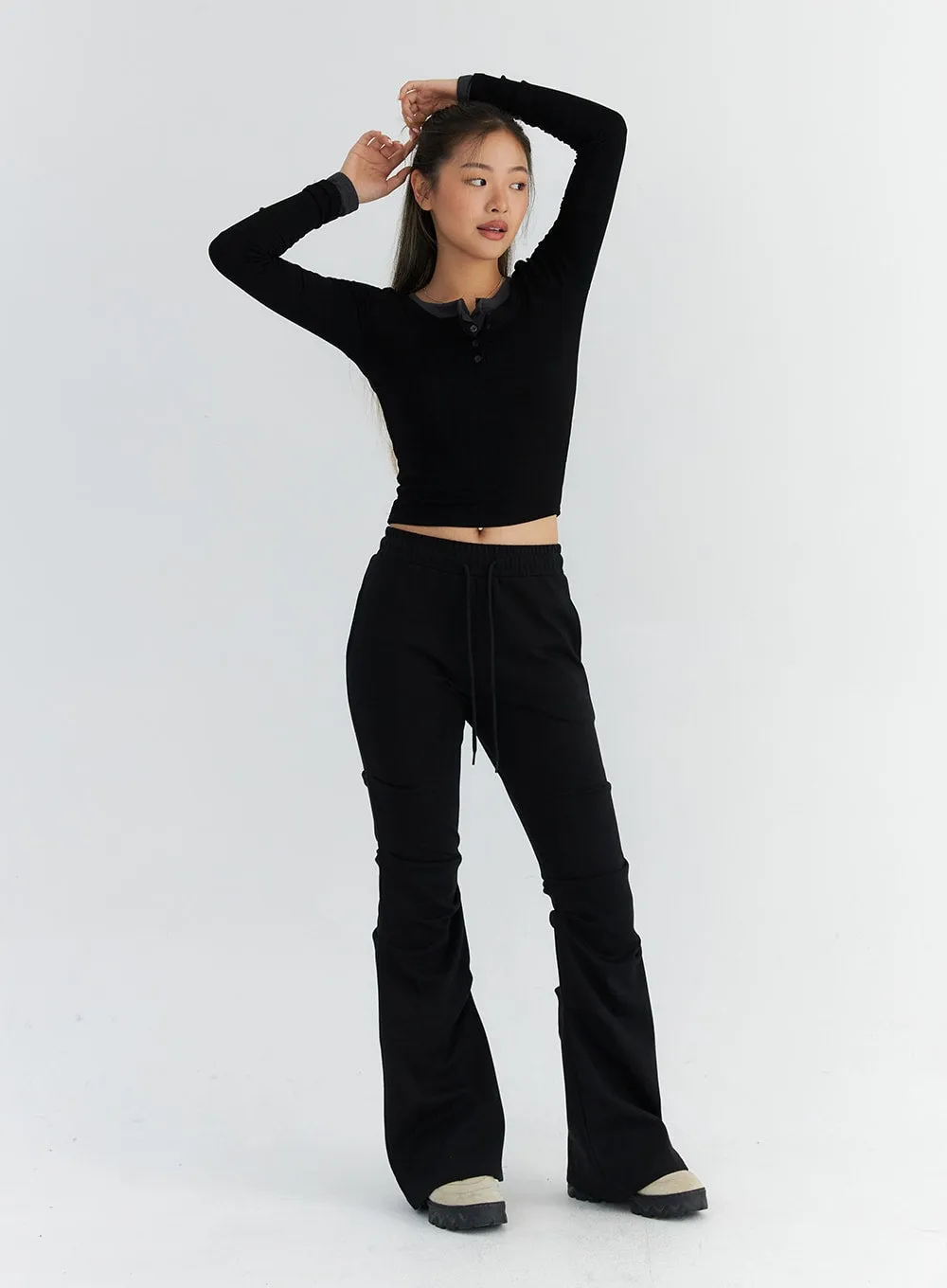 Pintuck Bootcut Jeans CO313 sold by Lewkin product image thumbnail 3