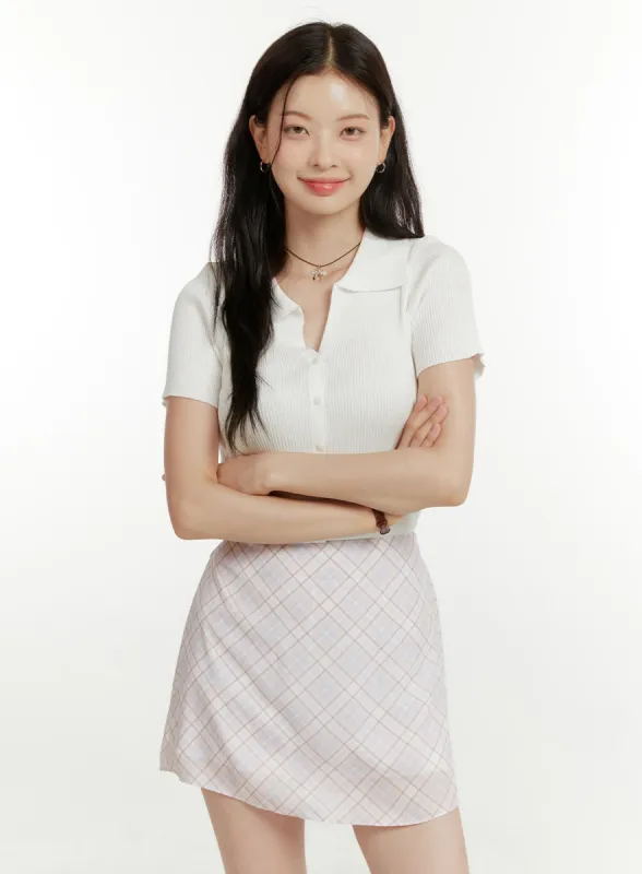 Collar Buttoned Short Sleeve Cardigan OU419 sold by Lewkin