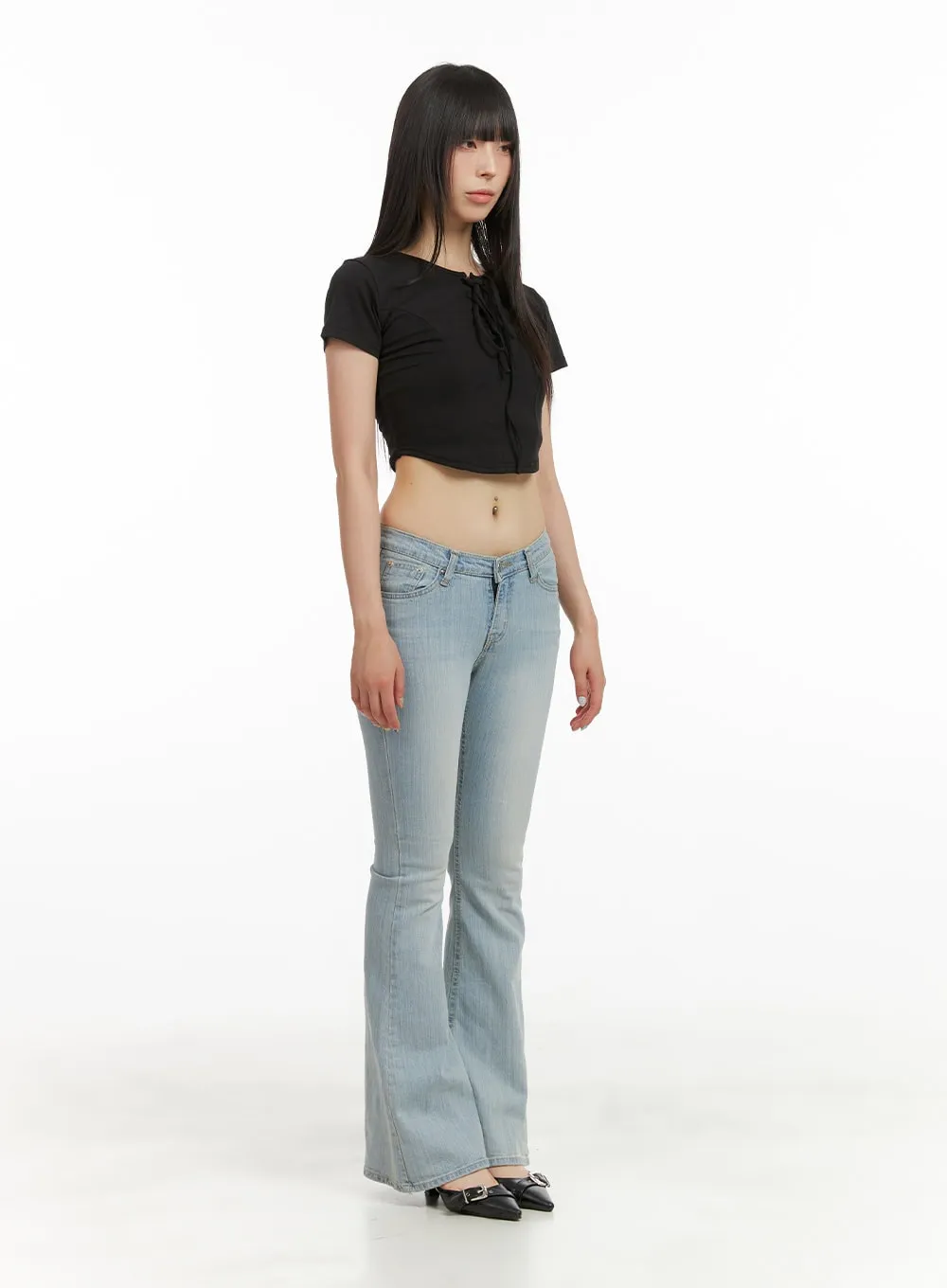 Round Neck Solid Crop Tee CU424 sold by Lewkin product image thumbnail 2