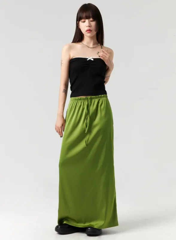 Satin Maxi Skirt CL328 sold by Lewkin