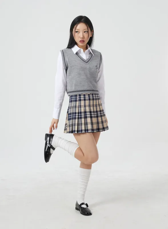Check Pattern Pleated Mini Skirt BM304 sold by Lewkin