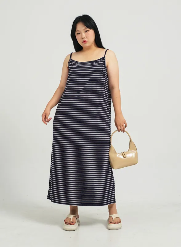 Plus Striped Sleeveless Maxi Dress IJ30 sold by Lewkin