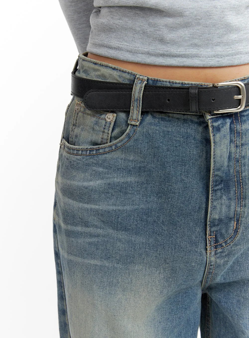 Washed Denim Wide-Leg Jeans CF419 sold by Lewkin product image thumbnail 2