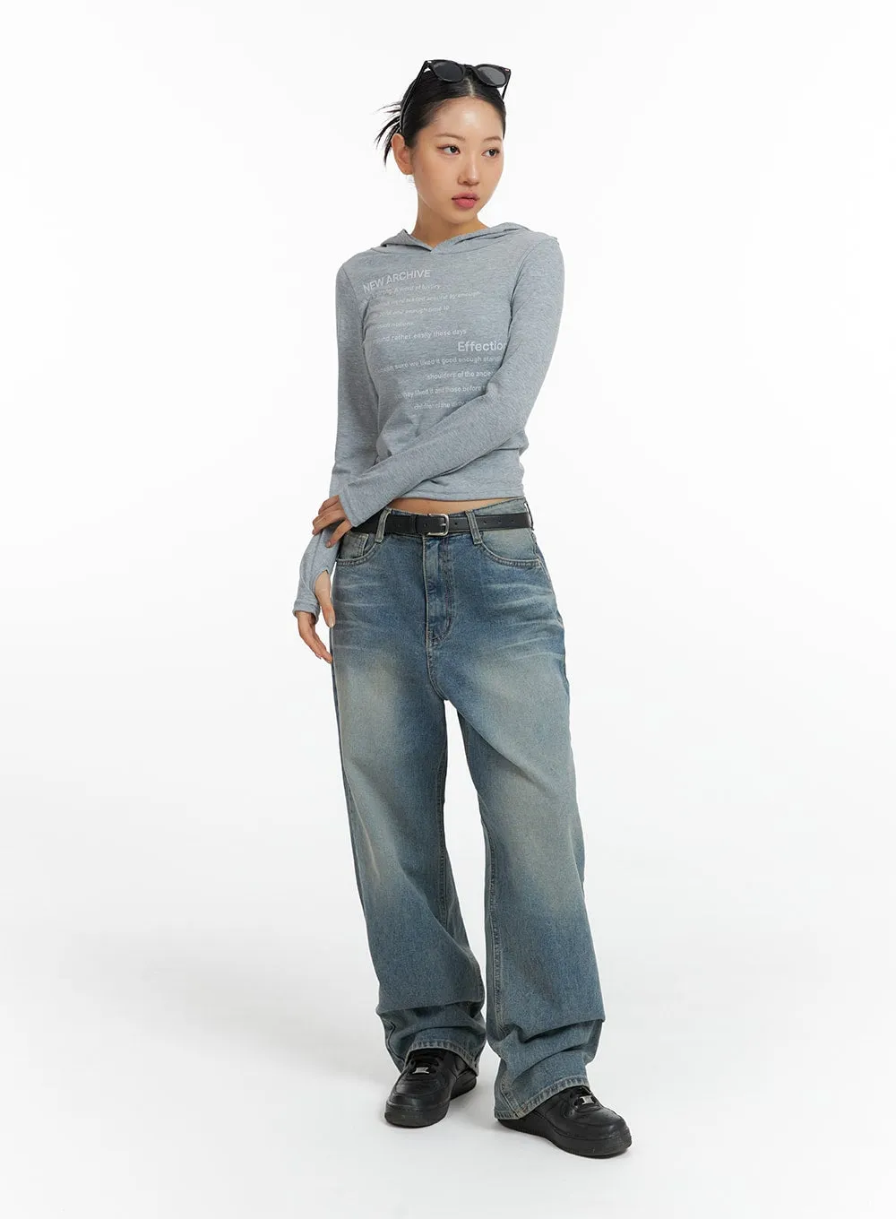 Washed Denim Wide-Leg Jeans CF419 sold by Lewkin product image thumbnail 3