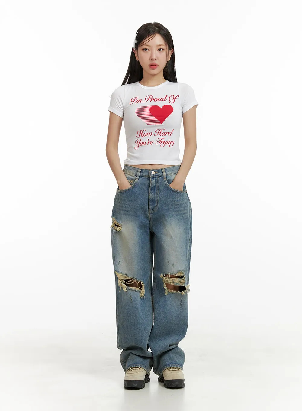 Graphic Lettering Crop Top CU405 sold by Lewkin product image thumbnail 2