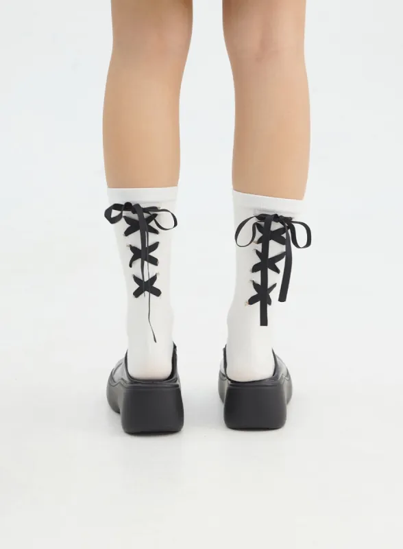 Tied Ribbon Midi Socks IN316 sold by Lewkin