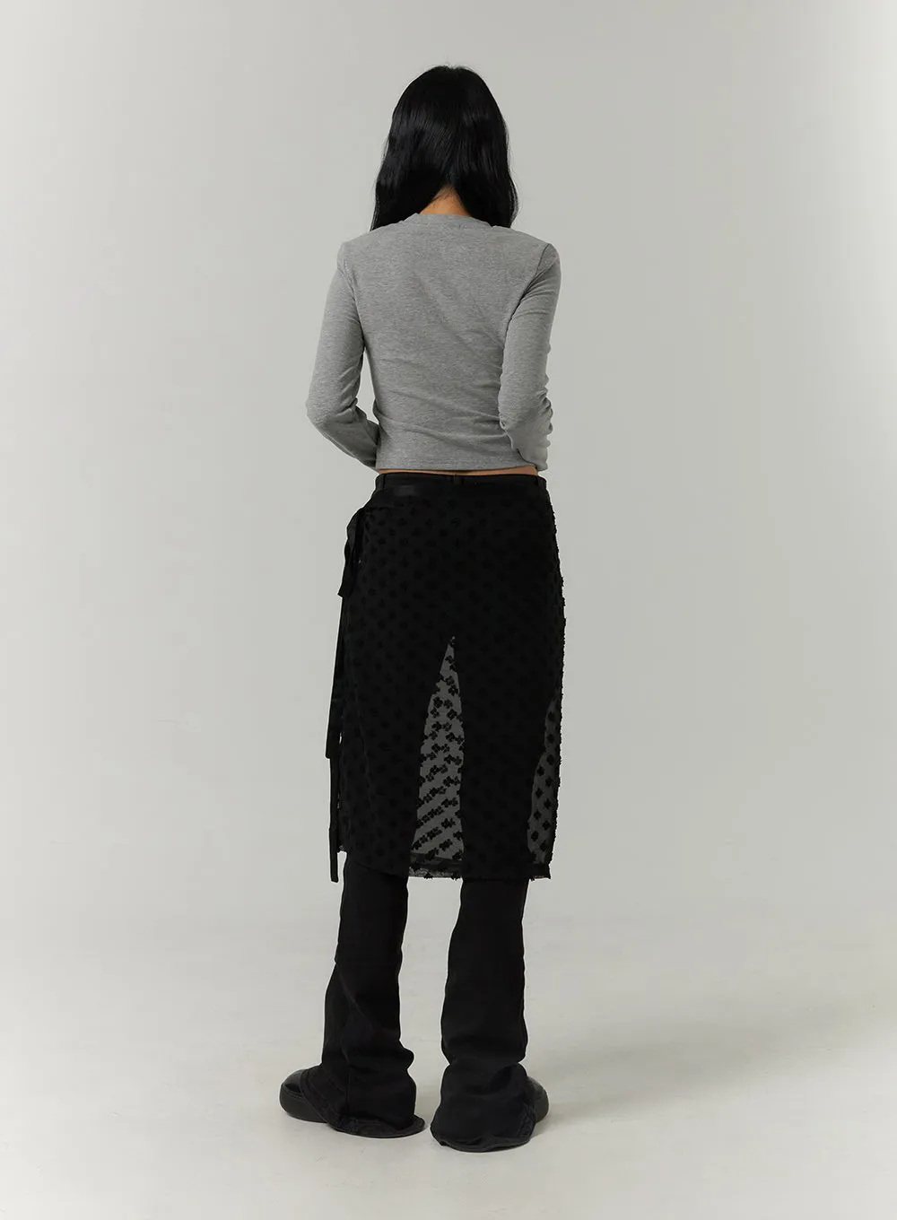 Flower Pattern Mesh Wrap Midi Skirt CJ422 sold by Lewkin product image thumbnail 5