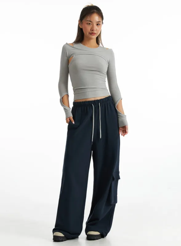 Relaxed Drawstring Cargo Pants CO318 sold by Lewkin