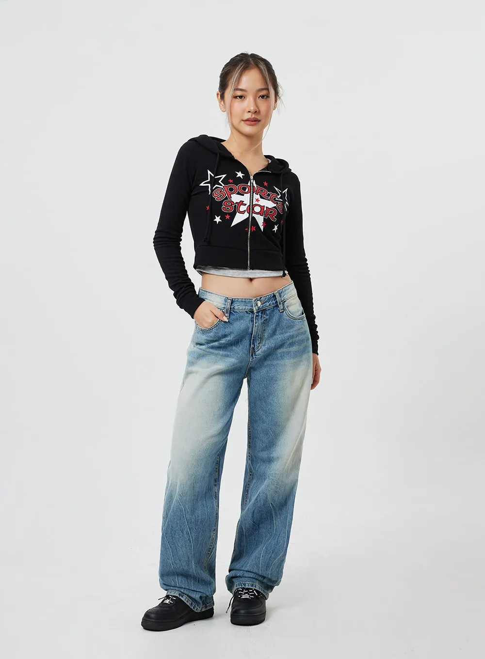 Star Graphic Zip Up Hoodie CF317 sold by Lewkin product image thumbnail 3