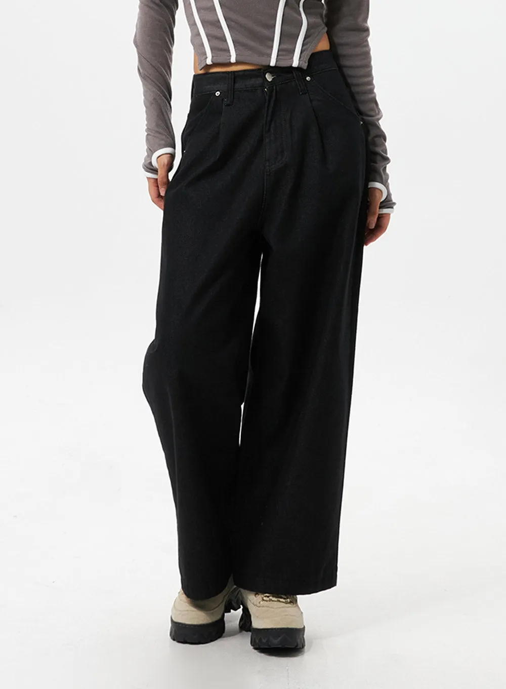 Wide Fit Black Jeans IO326 sold by Lewkin product image thumbnail 5