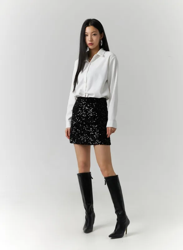 Sequin Mini Skirt ID306 sold by Lewkin