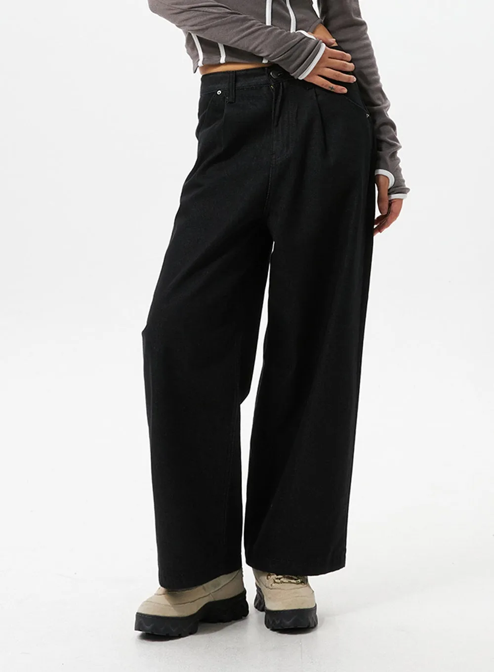 Wide Fit Black Jeans IO326 sold by Lewkin product image thumbnail 2