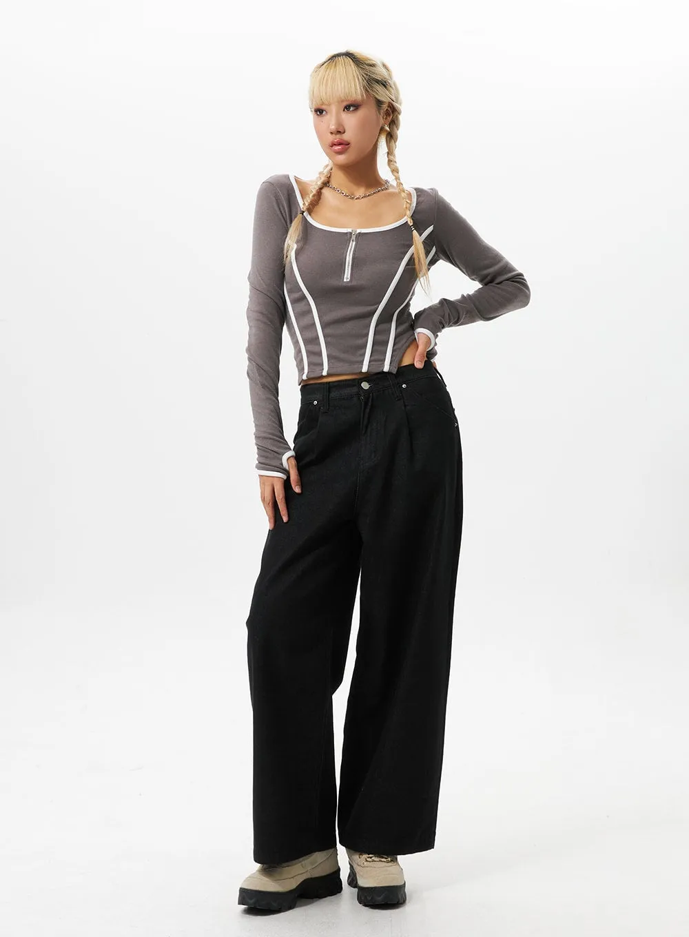 Wide Fit Black Jeans IO326 sold by Lewkin product image thumbnail 3