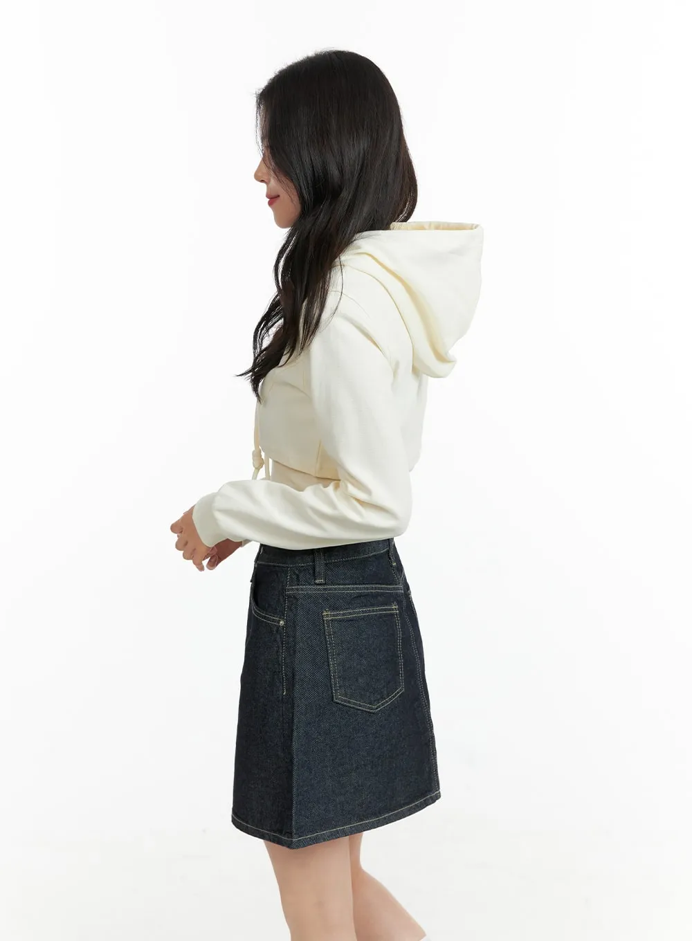 Zip-Up Knit Crop Hoodie OF415 sold by Lewkin product image thumbnail 4