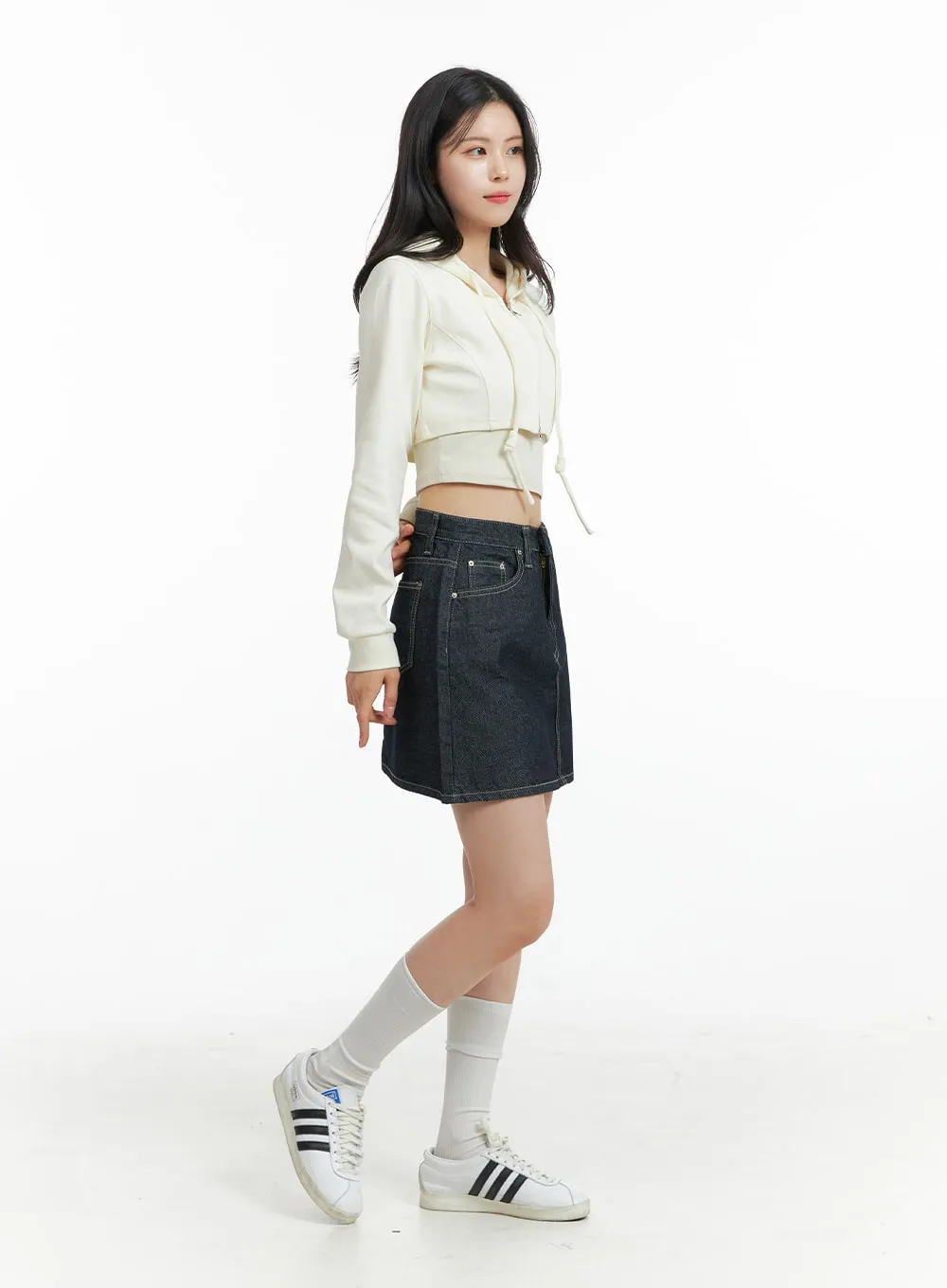 Zip-Up Knit Crop Hoodie OF415 sold by Lewkin product image thumbnail 3