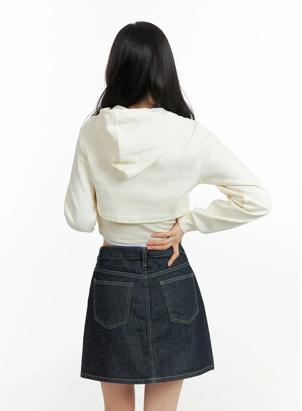 Zip-Up Knit Crop Hoodie OF415 sold by Lewkin product image thumbnail 5