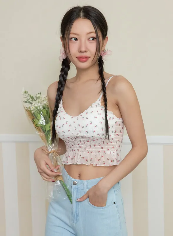 Floral Lace Cami Crop Top OY427 sold by Lewkin
