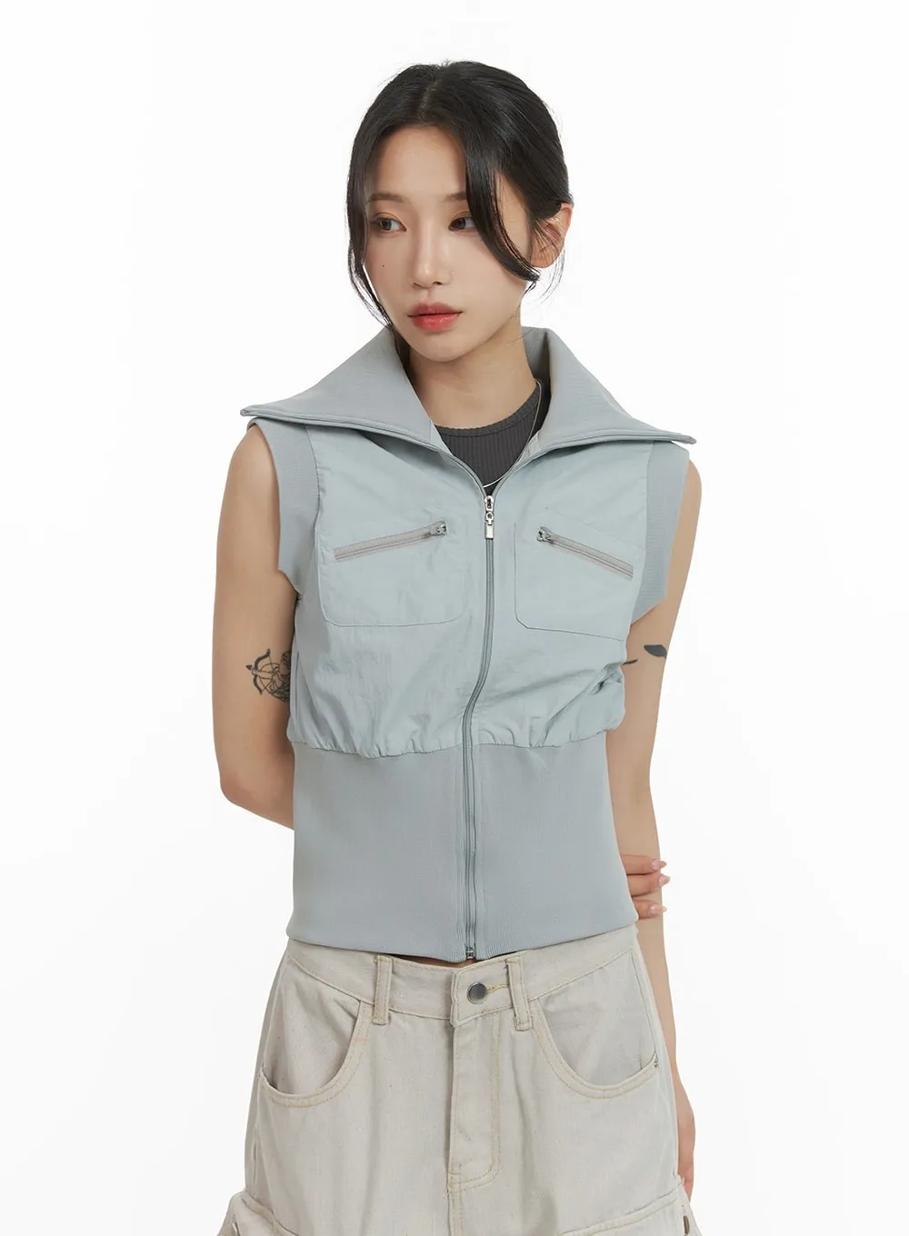 Crop Wide Collar Vest CM426 sold by Lewkin product image thumbnail 2