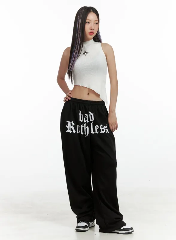 Banded Lettering Sweatpants OL408 sold by Lewkin
