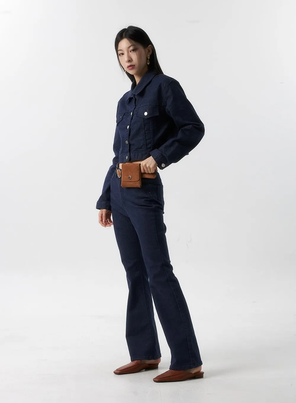 Buttoned Denim Crop Jacket IS315 sold by Lewkin product image thumbnail 4