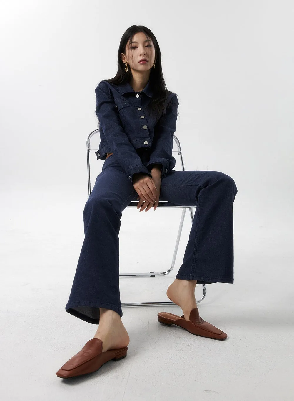 Buttoned Denim Crop Jacket IS315 sold by Lewkin product image thumbnail 2