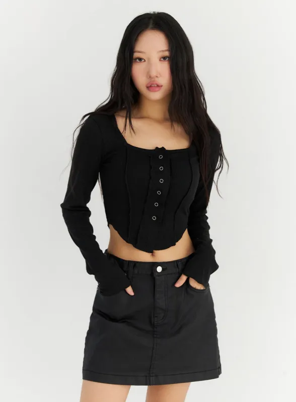 Long Sleeve Square Neck Crop Tee CN303 sold by Lewkin