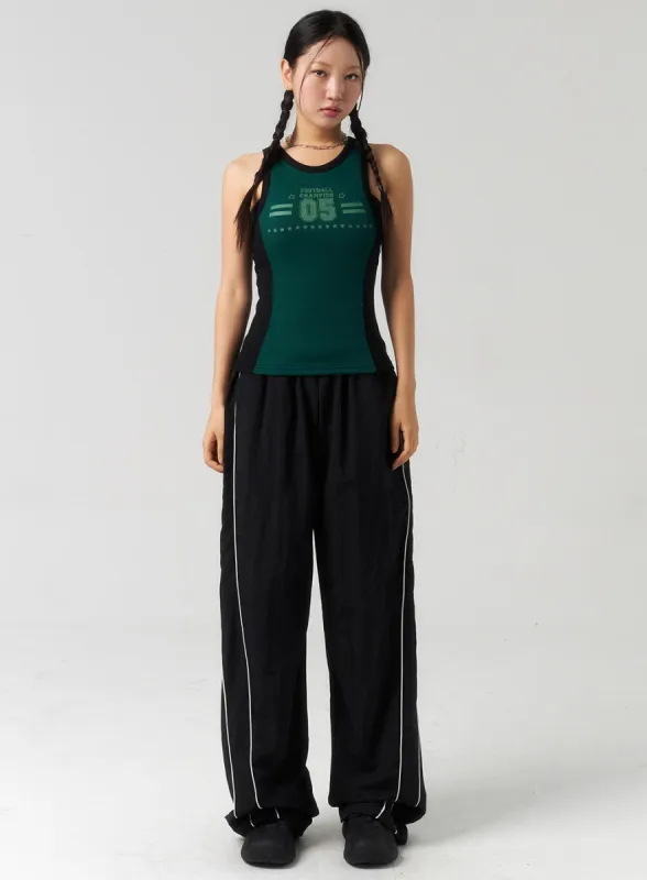 Stripe Nylon Track Pants CU323 sold by Lewkin