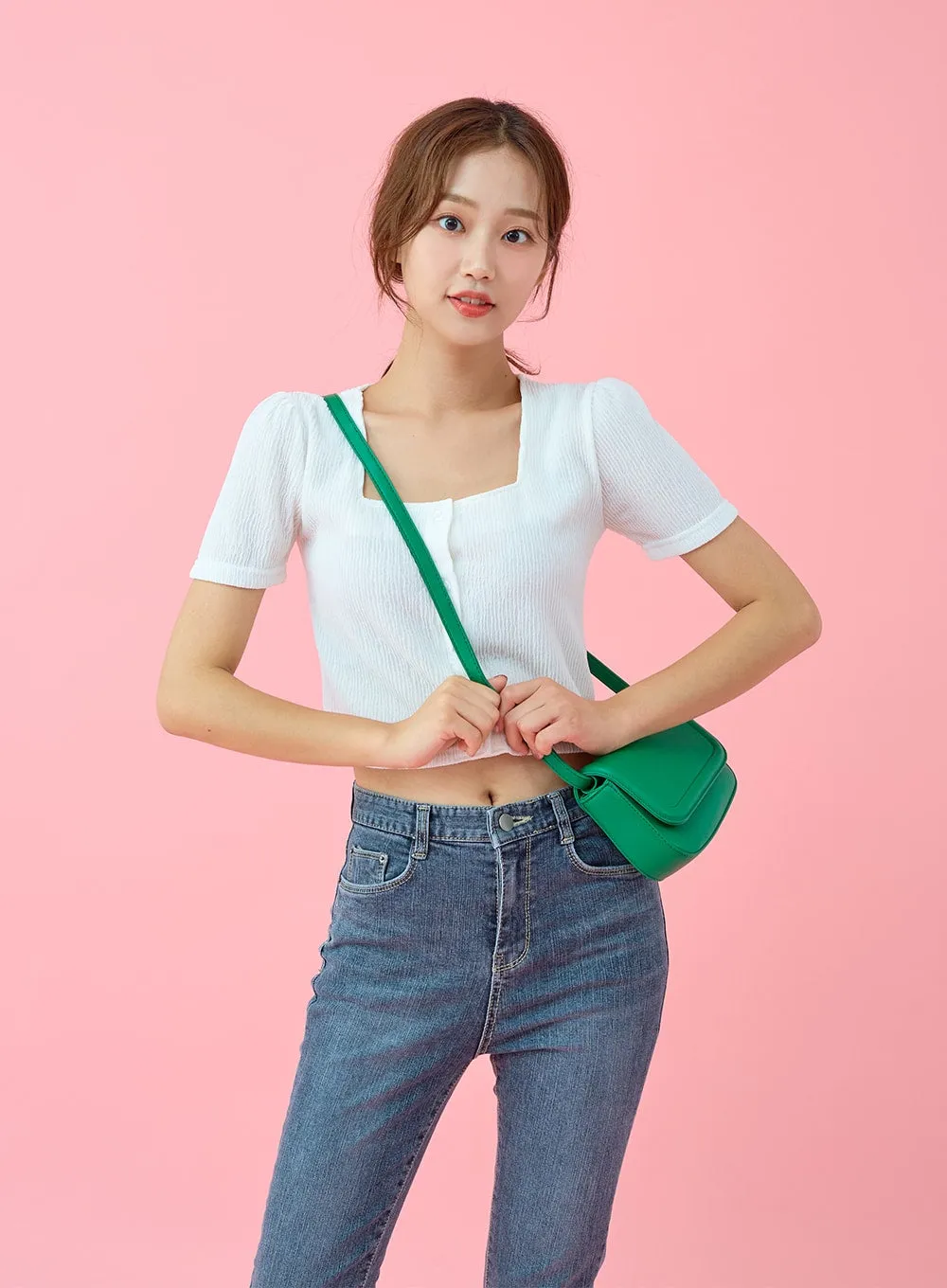 Square Neck Wrinkle Short Cardigan BU29 sold by Lewkin product image thumbnail 2