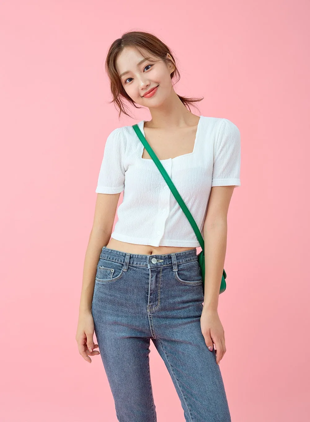 Square Neck Wrinkle Short Cardigan BU29 sold by Lewkin product image thumbnail 3