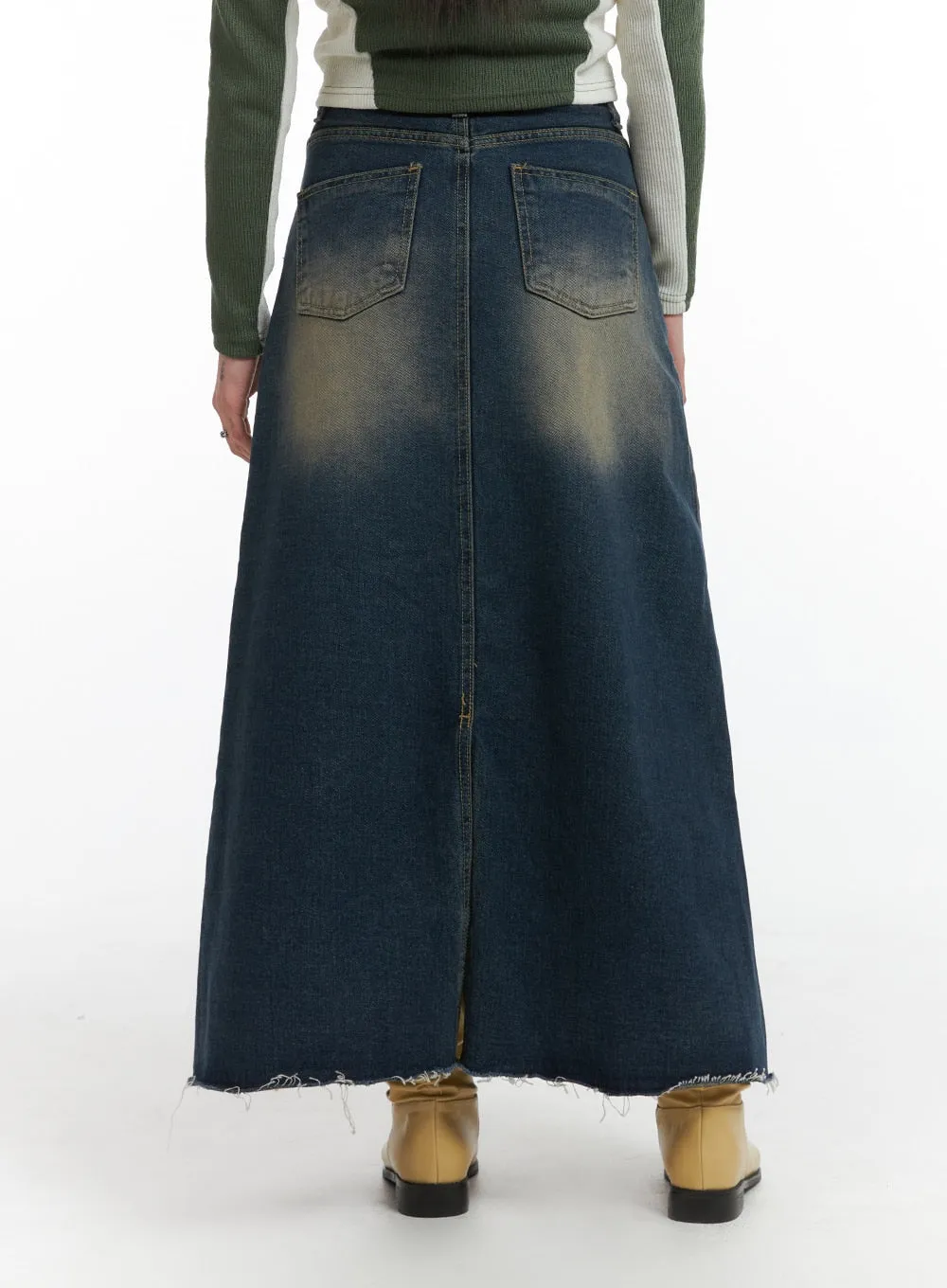 Grunge A-Line Denim Maxi Skirt IJ410 sold by Lewkin product image thumbnail 5