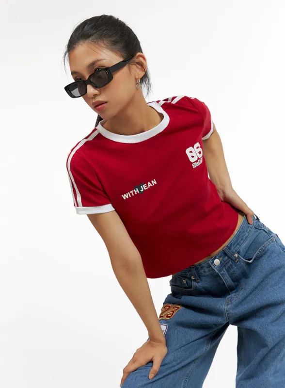 Contrasting Lettering Crop Tee IU412 sold by Lewkin