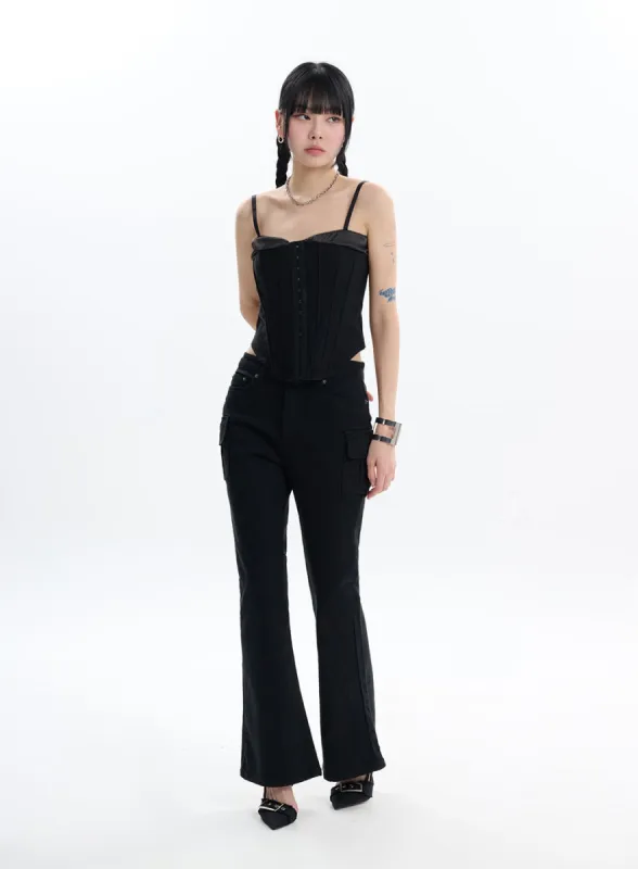 Cargo Flared Jeans IF413 sold by Lewkin