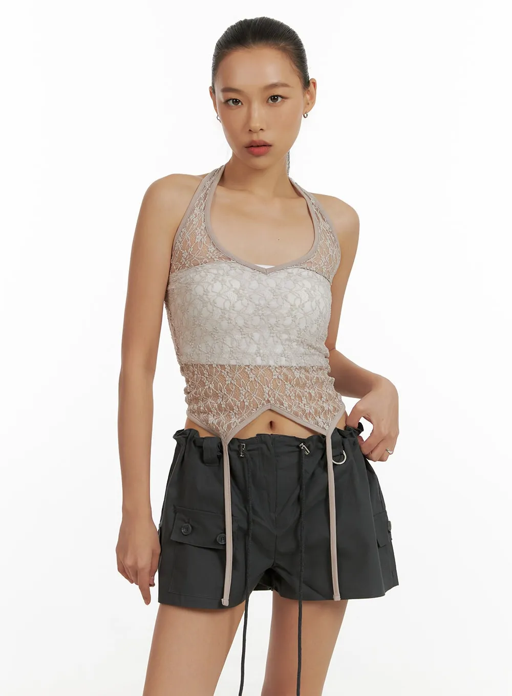 See-Through Lace Halter Tank Top CU414 sold by Lewkin