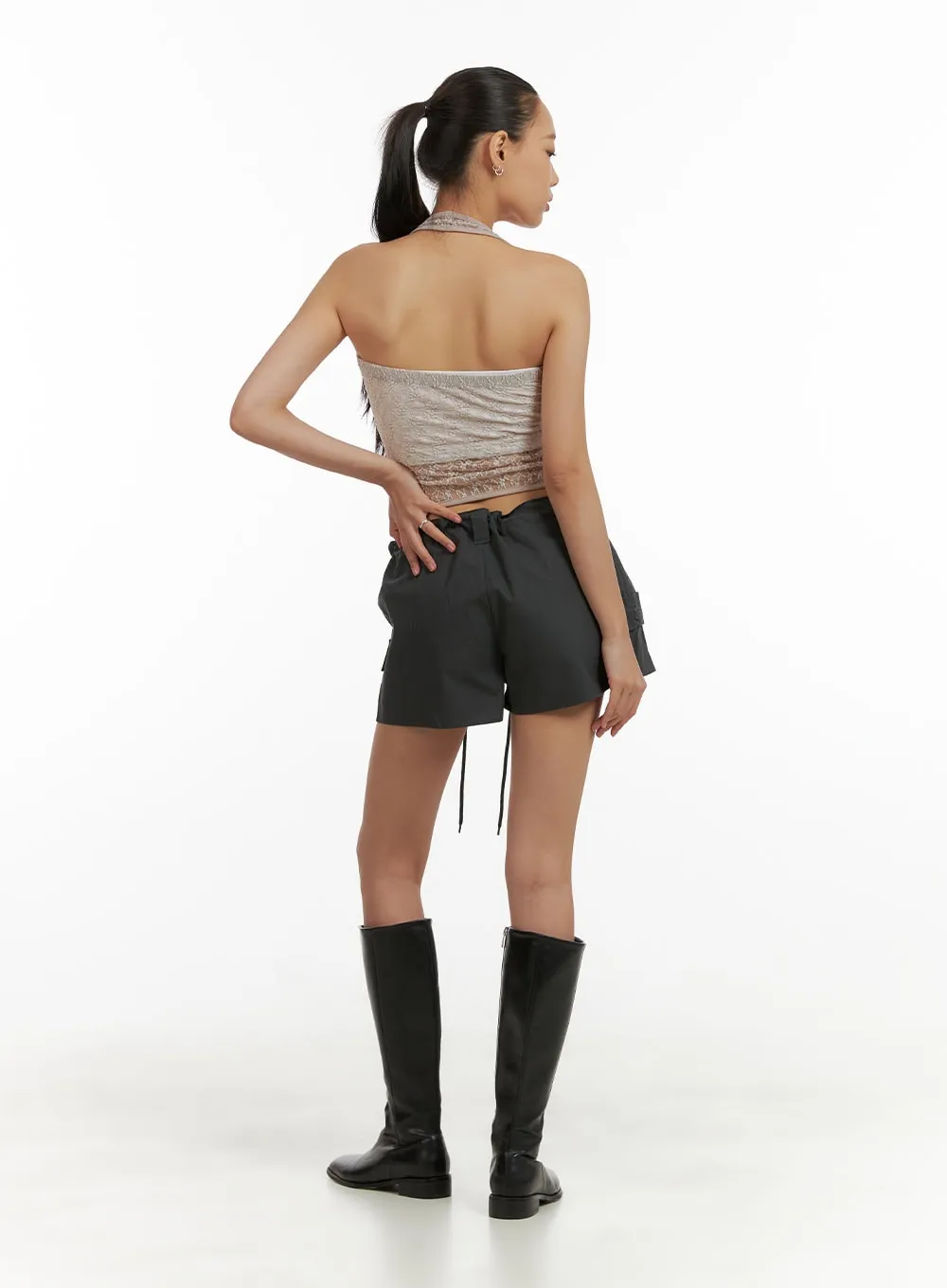 See-Through Lace Halter Tank Top CU414 sold by Lewkin product image thumbnail 4