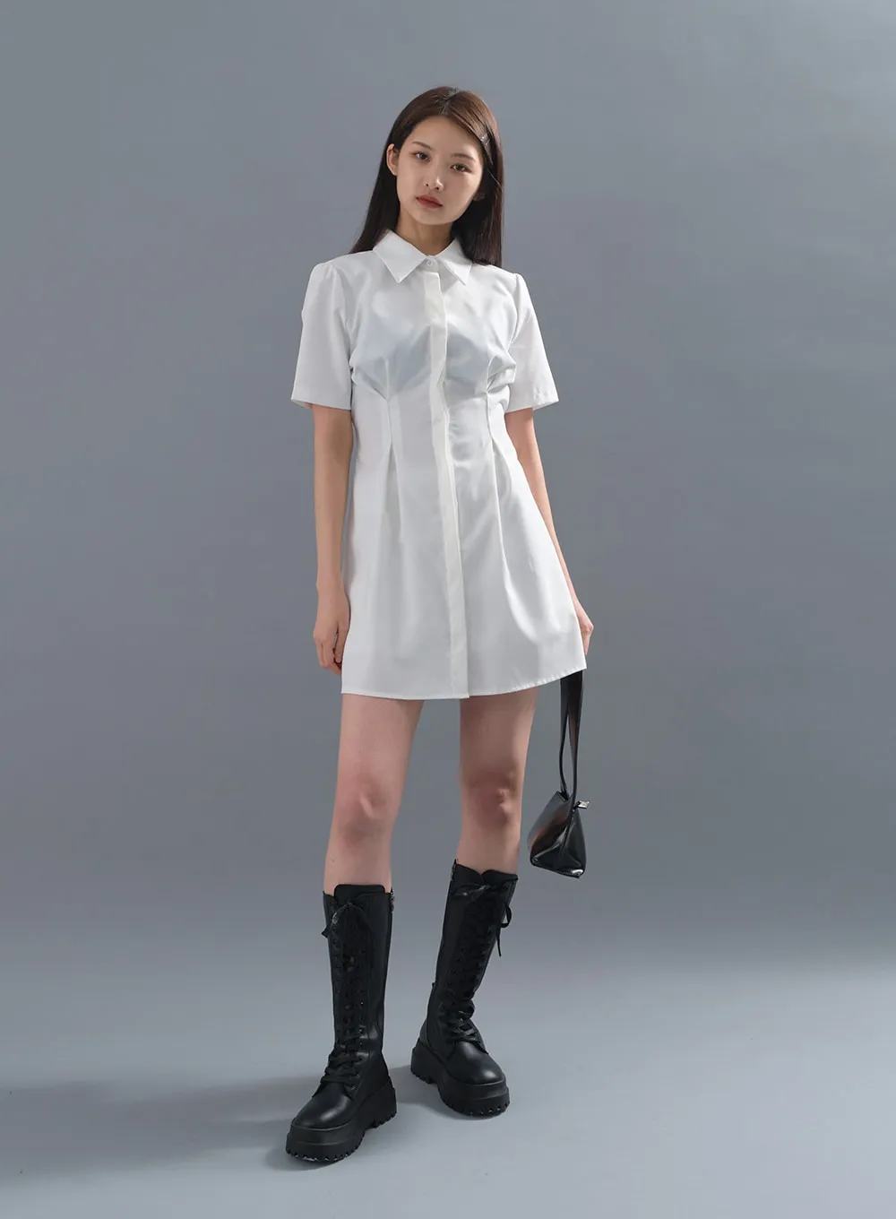 Milky Pintuck Shirt Dress CM10 sold by Lewkin product image thumbnail 4