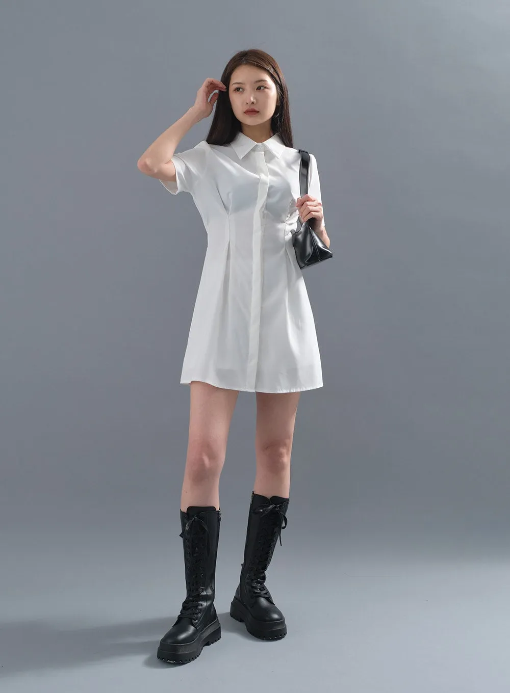 Milky Pintuck Shirt Dress CM10 sold by Lewkin product image thumbnail 3