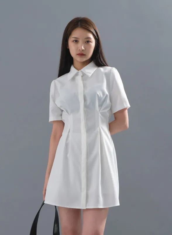 Milky Pintuck Shirt Dress CM10 sold by Lewkin