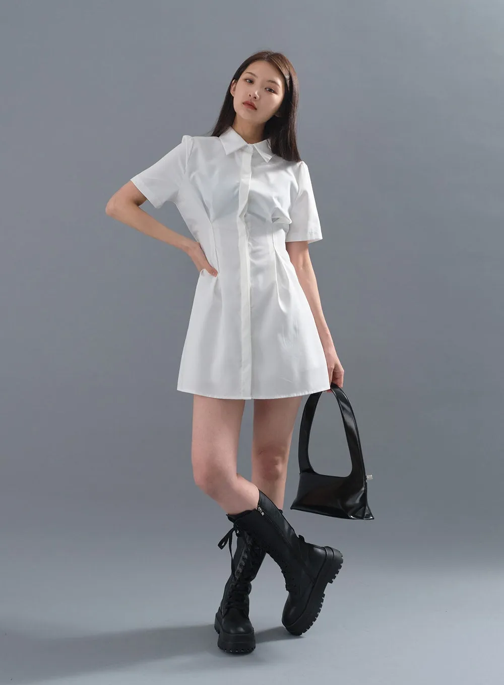 Milky Pintuck Shirt Dress CM10 sold by Lewkin product image thumbnail 2